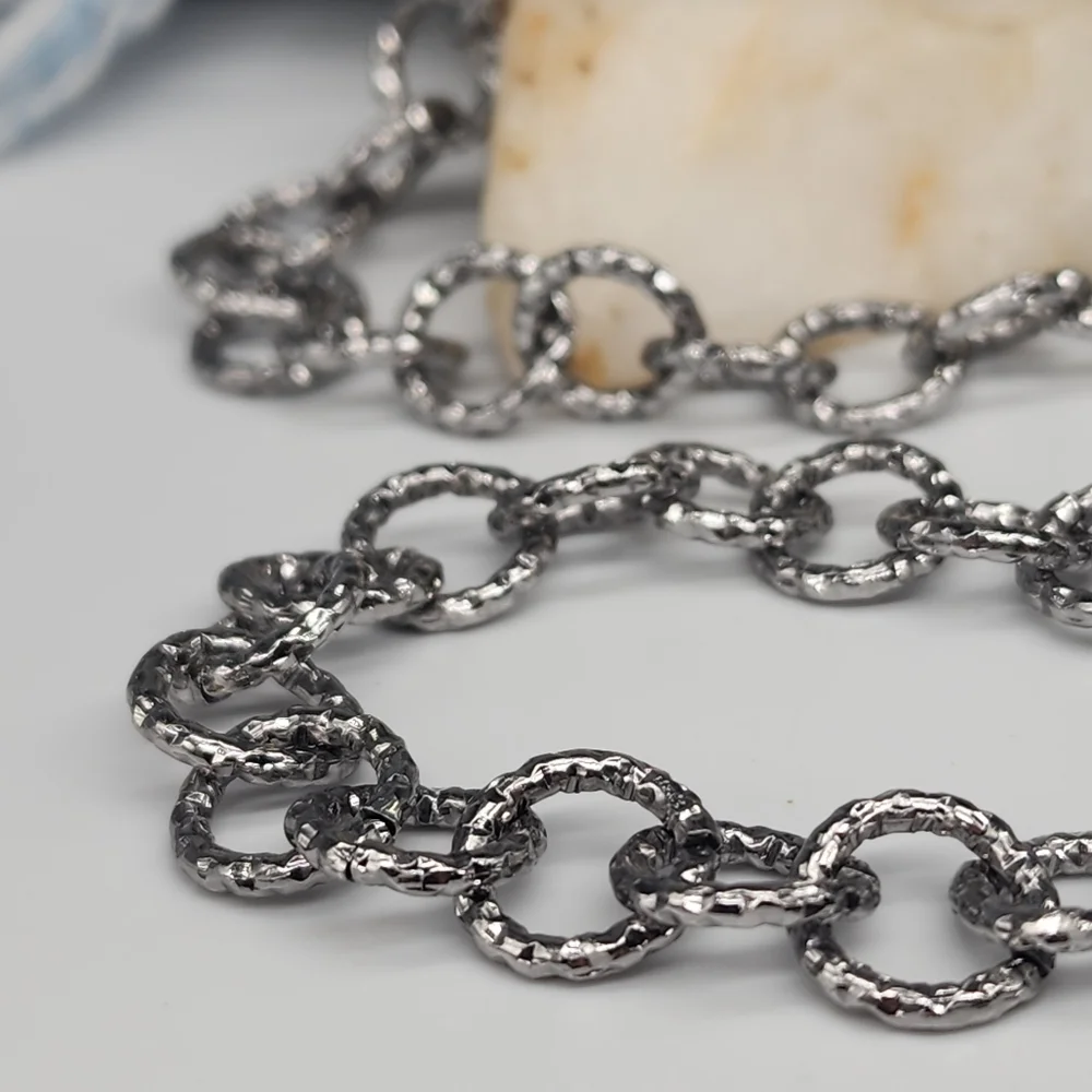 ❤️ ZARA Chain Trendy Large Link chain Vintage Silver NECKLACE  Textured Cain